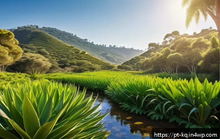 비건 화장품의 환경적 이점 - A serene and vibrant natural ecosystem scene showcasing a variety of flourishing plants and wildlife...